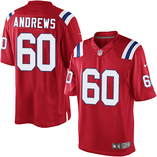 Youth Limited David Andrews Nike Jersey Red Alternate - #60 NFL New England Patriots